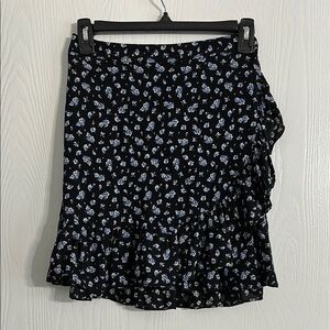 Madewell Black Wrap Mini Skirt with Ruffled Tiers
